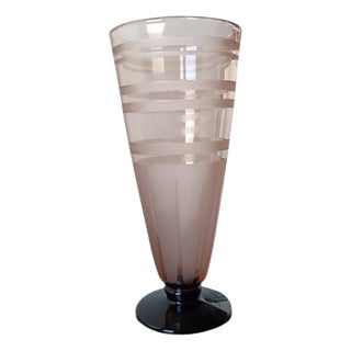 Vintage French Glass Baluster Vase by Charder, 1920s For Sale