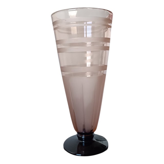 Vintage French Glass Baluster Vase by Charder, 1920s For Sale