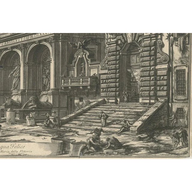 Roman Fountain and Church, Fountain of Moses and Santa Maria, 1751, Engraving For Sale - Image 3 of 6
