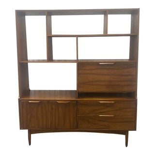 1960s Walnut Bookshelf - Room Divider - Wall Unit . For Sale