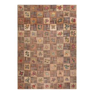Antique American Hooked Rug 8' 2" x 11' 10" For Sale