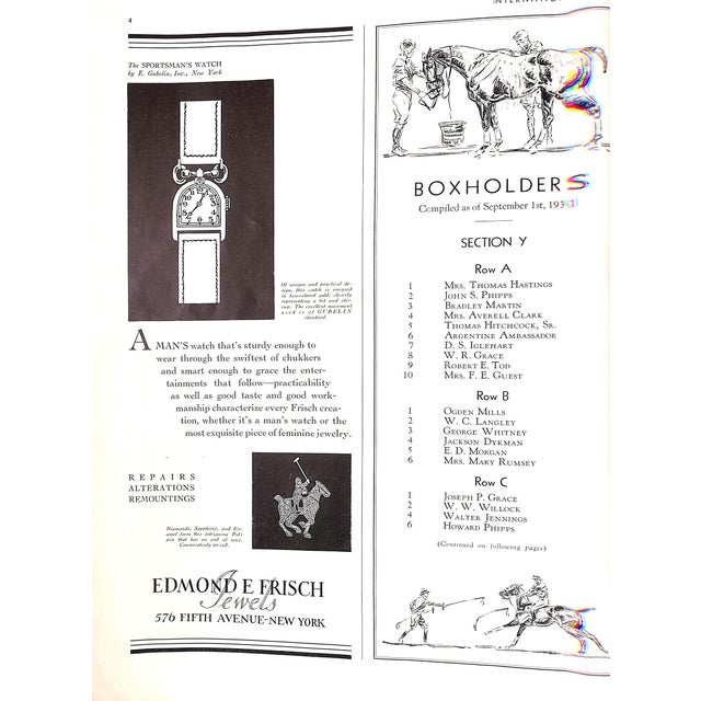 Traditional International Polo Covering Its Annual Fall Tournament September 1931 Program For Sale - Image 3 of 17