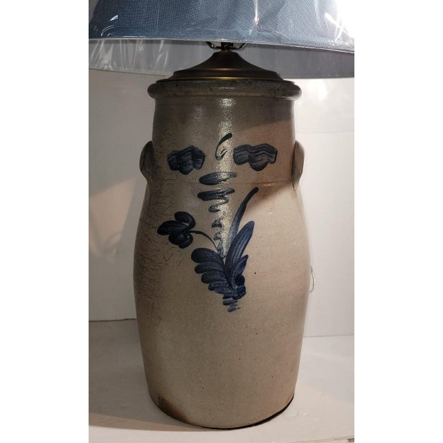 19Thc Decorated Stoneware Lamp For Sale - Image 4 of 6