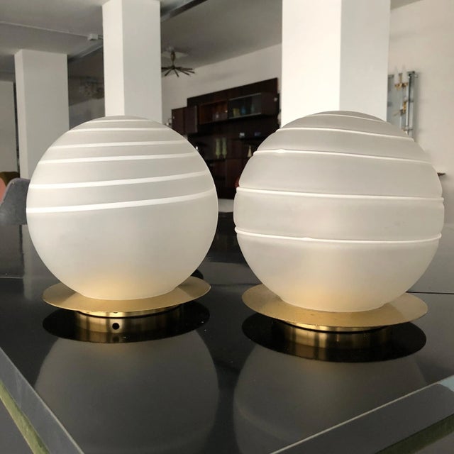 Brass and Murano Glass Table Lamps by Angelo Brotto for Esperia, 1970s, Set of 2 For Sale - Image 11 of 11