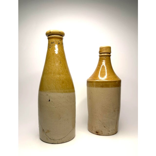 American English Traditional Glazed Stoneware Ale Bottles, a Pair For Sale - Image 3 of 10