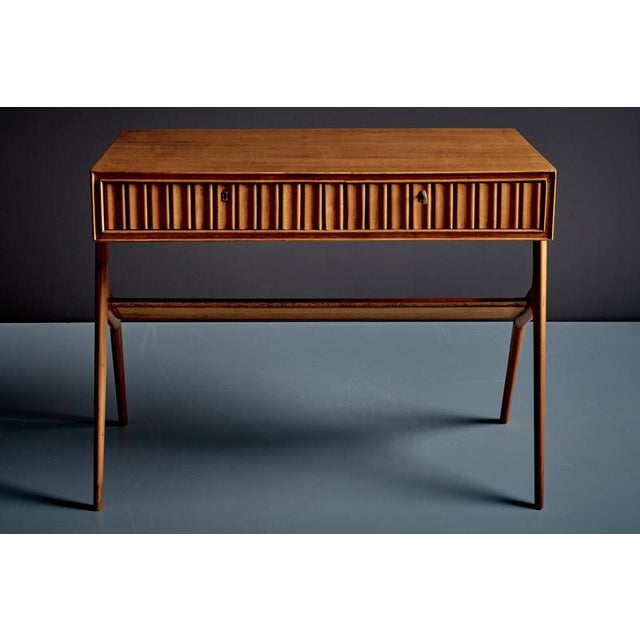 Italian Cherry Wood Lady Writing Desk with Floating Top, 1940s For Sale - Image 4 of 12