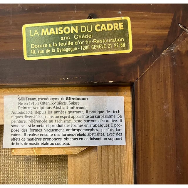 Franz Stirnimann, Abstract Composition No. 2, Oil on Canvas, 1990 For Sale - Image 9 of 11