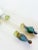 A lovely pair of hand formed art glass handled cake server set by Andrea Zampella, with frosted and colored glass handles...