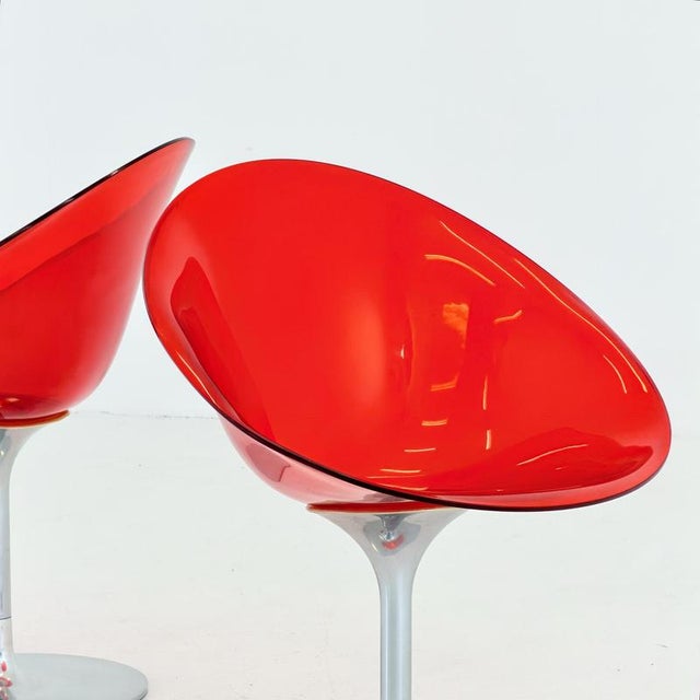 Mid-Century Red Acrylic Glass Swivel Eros Lounge Chair by Philippe Starck for Kartell, Italy, 1990s For Sale - Image 13 of 16