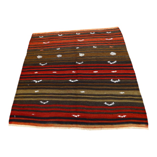 1960s Southwestern Style Wool Hand Knotted Kilim Rug For Sale