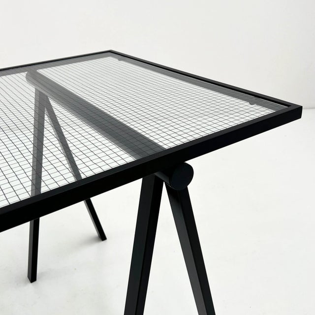 1980s Trestle Desk in Steel and Glass by Rodney Kinsman for Bieffeplast, 1980s For Sale - Image 5 of 8