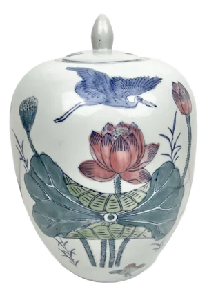 Vintage Lotus Leaf Ginger Jar