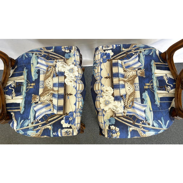 Vintage Pretzel Back Wood Chairs With New Statement Upholstery- A Pair For Sale - Image 9 of 18