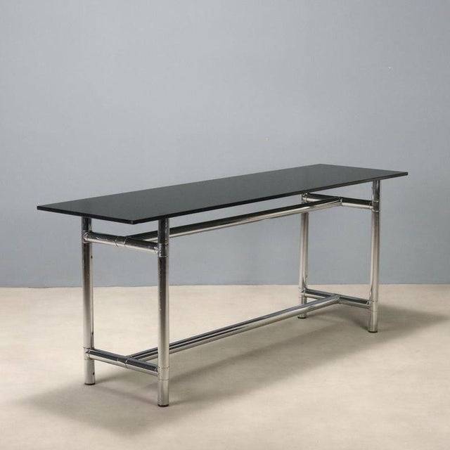 Console Table with Black Glass Top, 1980s For Sale - Image 9 of 9