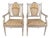 19th Century Louis XVI Painted Carved Wood and Caning Armchairs For Sale