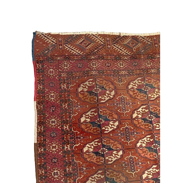 Antique Circa 1900 Fine Tribal Turkmen Tekke Wool Rug 47" For Sale - Image 4 of 9