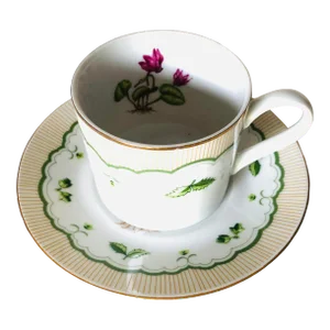 Contemporary Georges Briard " Cyclamen" Cup Saucer Set- 2 Pieces
