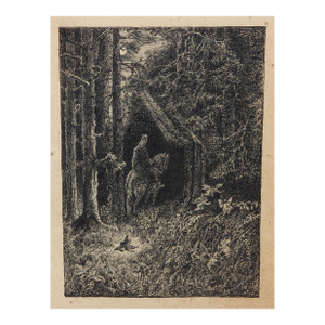 Victorian Engraving Forest With Fairies and a Mounted Knight Original Gilt Frame