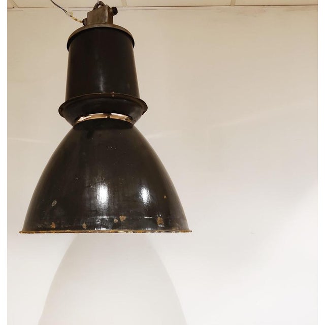 Large Industrial Enamel Lamp, 1950s For Sale - Image 11 of 13