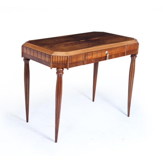 Art Deco Walnut Writing Table with Satinwood Inlay, 1925 For Sale - Image 3 of 18