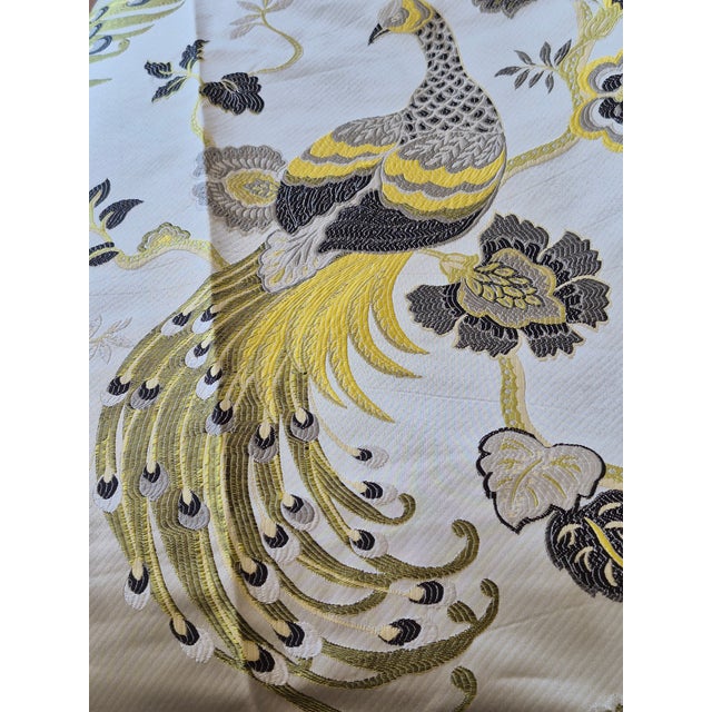 2000 - 2009 Gorgeous Siver, Gray, Black Yellow Brocade Designer Fabric- 1 1/2 Yards For Sale - Image 5 of 9