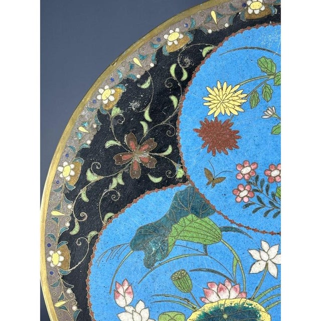 Japanese Meiji Bronze Cloisonné Charger, 19th Century For Sale - Image 3 of 10