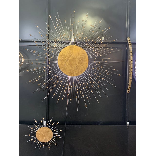 2010s New Sculpture Bronze Sunburst Wall or Ceiling Lamp For Sale - Image 5 of 9