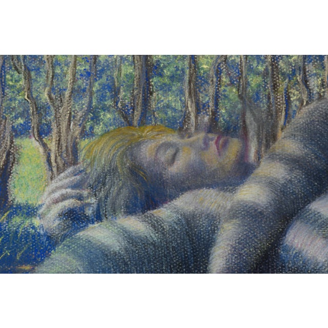 Impressionist Ken Bower Surrealist "Sleeping Among the Trees" Pastel on Paper 1980 For Sale - Image 3 of 8