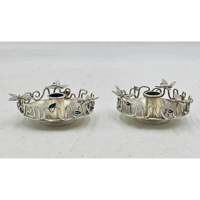 Emilia Castillo 1980s Pair of Silver-Plated Candle Holders by Emilia Castillo, Mexican Modernism For Sale - Image 4 of 13