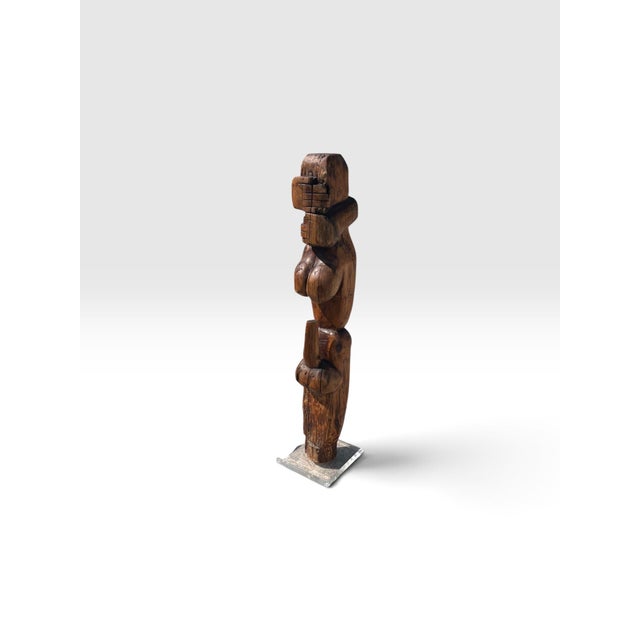 Wood 1960s Monumental 51” Hand-Carved Solid Wood African Fertility Figure Sculpture For Sale - Image 7 of 8