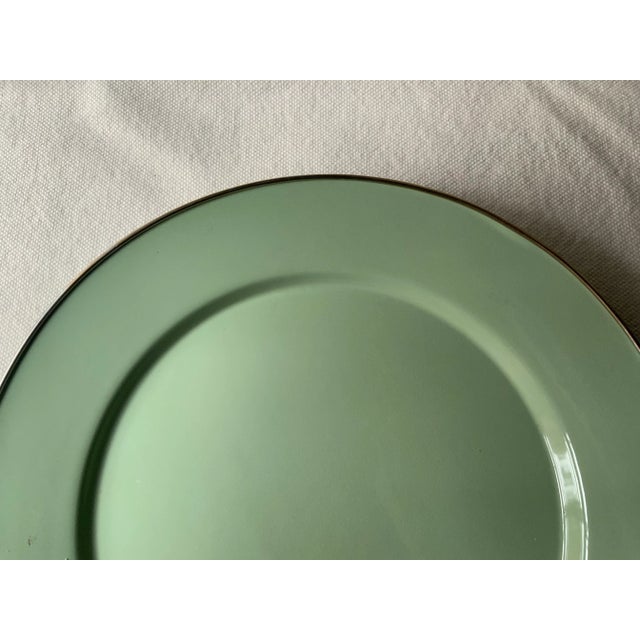 Mackenzie-Childs Sage Green Enamel Chargers - Set of 4 | Handmade 12" For Sale - Image 18 of 18