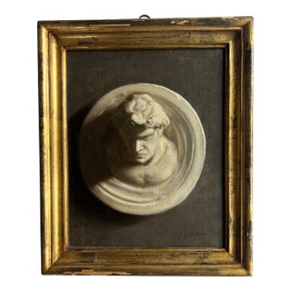 Acrylic Painting of a Marble Figure of a Man For Sale