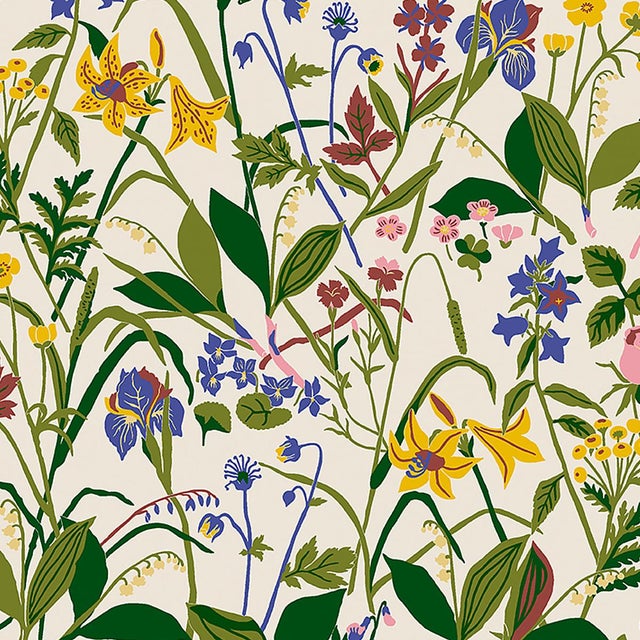 Sample - Borastapeter Ros Och Lilja Wallpaper in Ivory For Sale