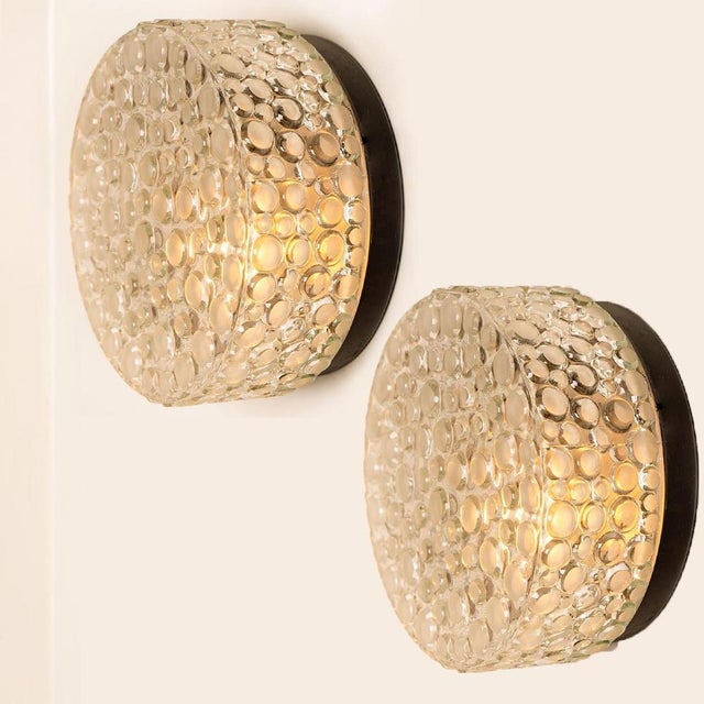 Textured Dots Glass Wall Light by Hillebrand, 1960s For Sale - Image 4 of 18