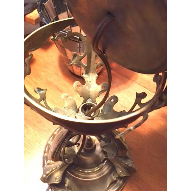 19th Century Art Nouveau Brass Converted Oil Lamp From Messengers For Sale - Image 13 of 17