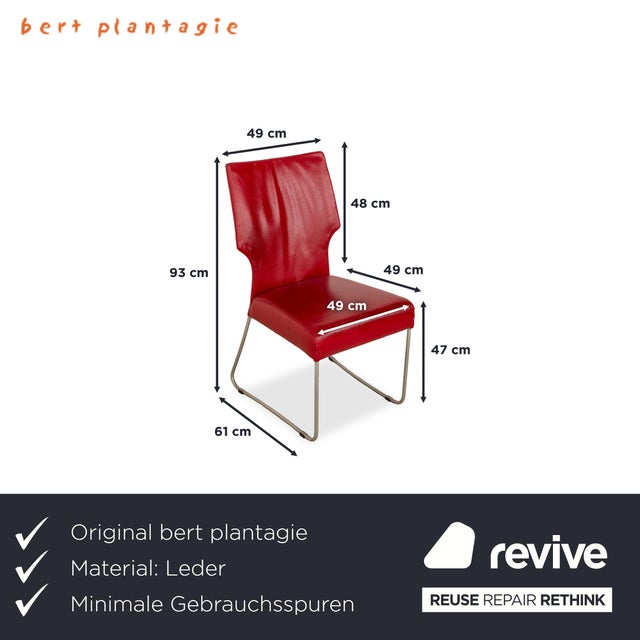 This chair set by bert plantagie consists of four chairs upholstered in red fabric and standing on thin legs. Its...