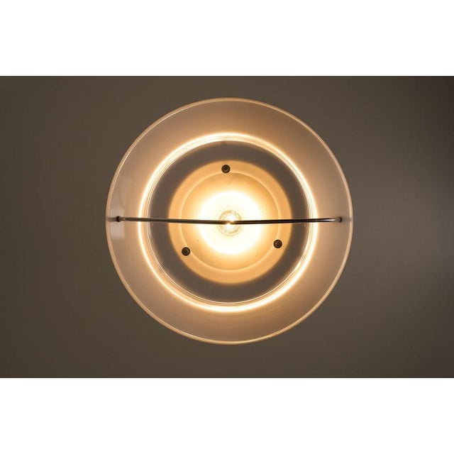 Contemporary Space Age Acrylic Glass Dish Pendant with Chrome Detail, 1970s For Sale - Image 3 of 10