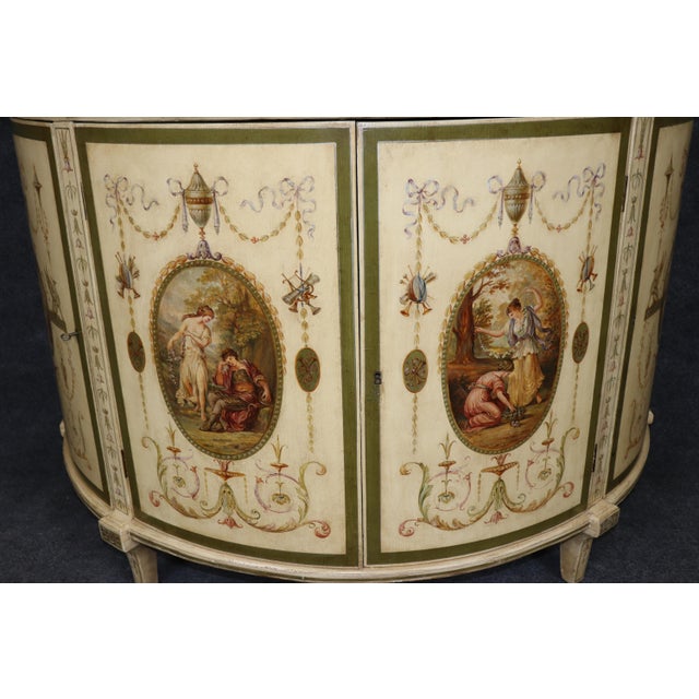 Antique English Adams Style White Painted Demilune Commode For Sale - Image 10 of 18