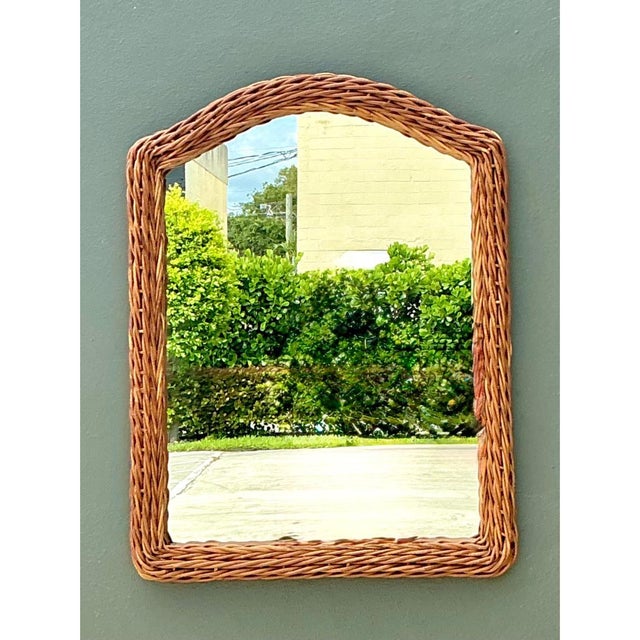 Vintage Arched Rattan Wall Mirror For Sale - Image 15 of 15