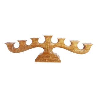 Anthroposophic Candleholder in Carved Wood, 1950s For Sale