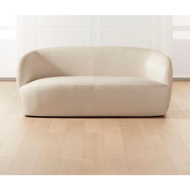 Ivory Cb2 X Goop Gwyneth Ivory Leather Loveseat For Sale - Image 8 of 10