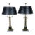 Pair of Vintage Neoclassical Black Brass and Marble Pedestal Table Lamps Attributed to Stiffel For Sale