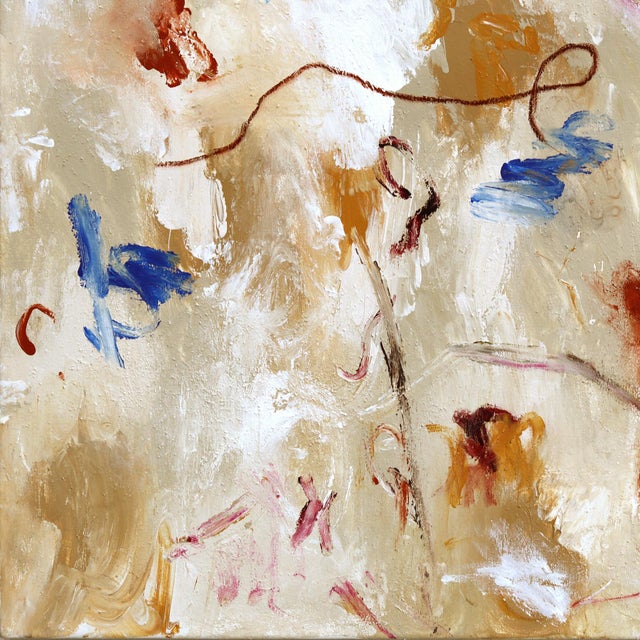 2020s Summertime Smell Goods - Original Neutral Floral Abstract Mixed Media Painting on Canvas For Sale - Image 5 of 9