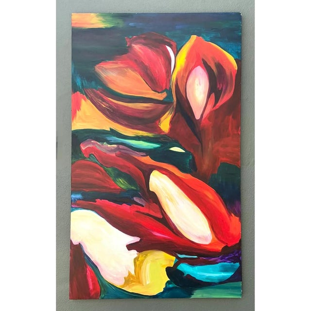 Mid-Century Modern Vintage Abstract Expressionist Oil Painting on Canvas For Sale - Image 3 of 12