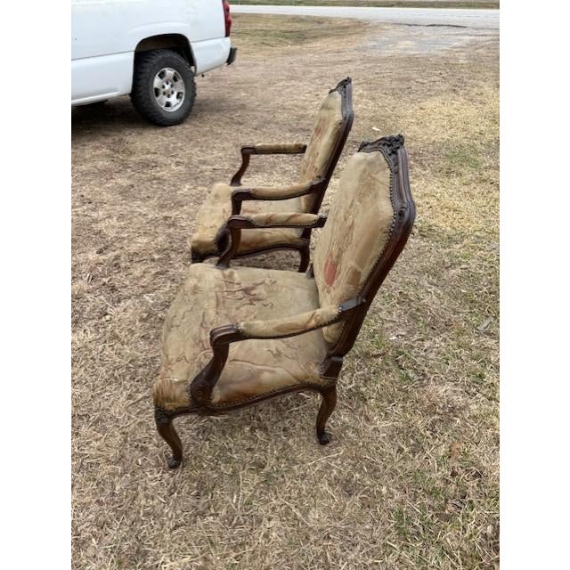 Large 19th Century French Louis XV Solid Walnut Bergere Chair or Armchair- A Pair For Sale - Image 4 of 18