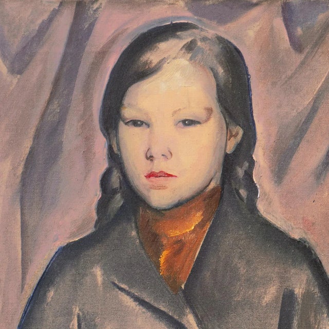 'Young Woman Wearing a Copper Scarf' by Walter Schwartz, 1935, Copenhagen For Sale - Image 4 of 11