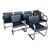 Set of 8 Gordon International Ludwig Mies Van Der Rohe Style Armchairs Black Leather For Sale