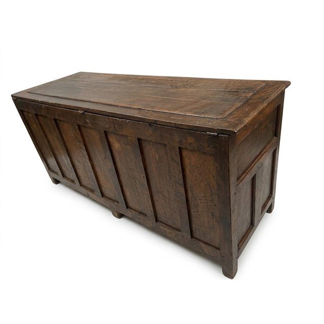 1970s English Carved Oak Coffer With Knight & Castle Motifs For Sale - Image 4 of 12
