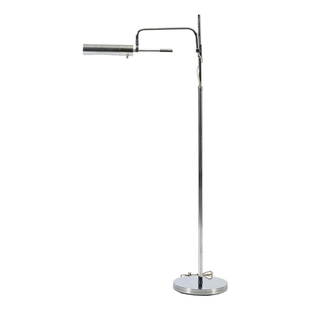 Sarfatti Style Mid Century Silver Floor Lamp For Sale