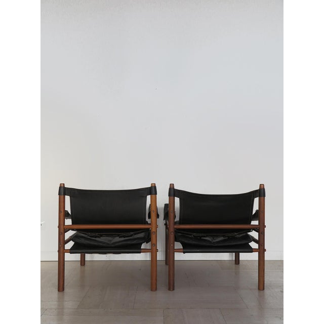 Scandinavian Armchairs in Black Leather and Wood by Arne Norell, Sweden, 1960s, Set of 2 For Sale - Image 4 of 18